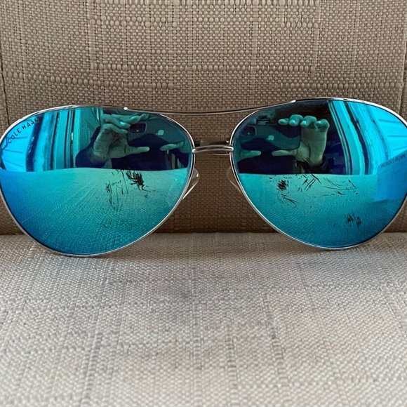 Cole Haan Sunglasses Blue Mirror Lenses Polarized Silver Tone Eyeglasses Read de - Picture 1 of 5